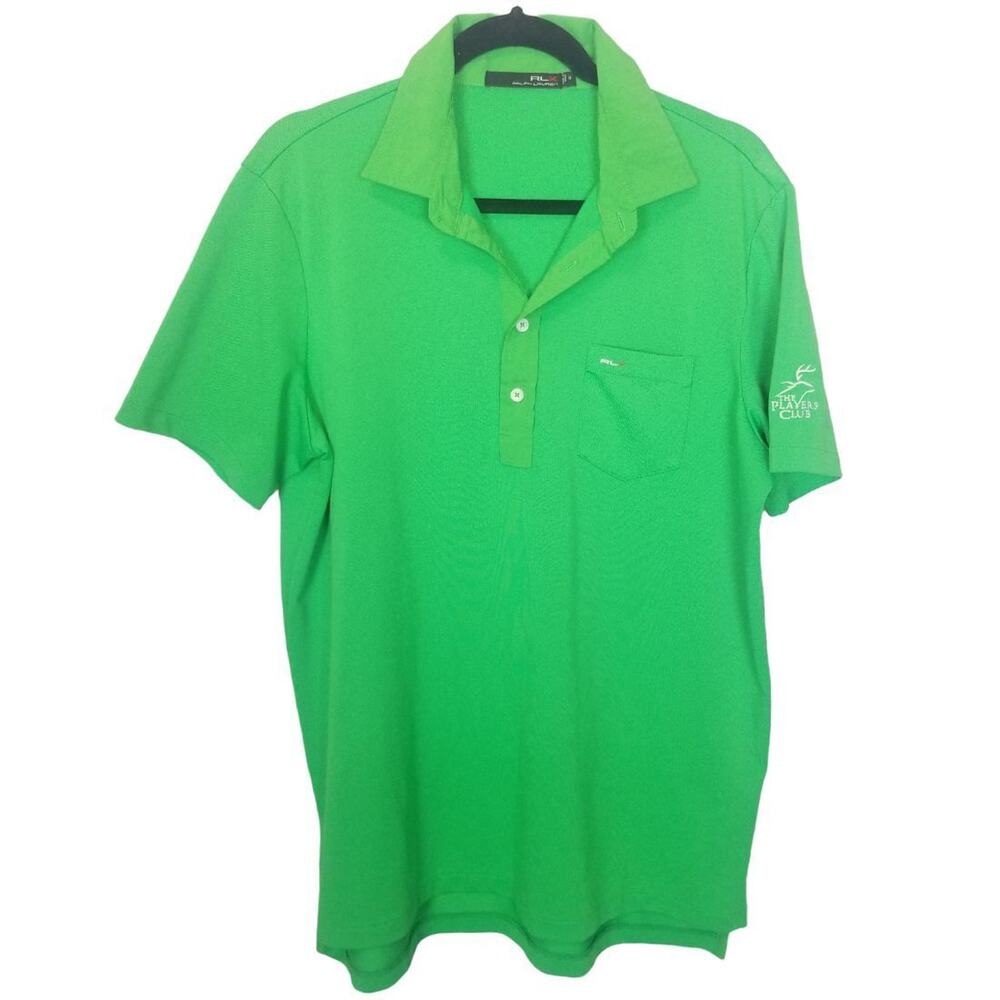 RLX Ralph Lauren Mens Kelly Green Golf Polo Shirt Size M Stretch Wicking Active
